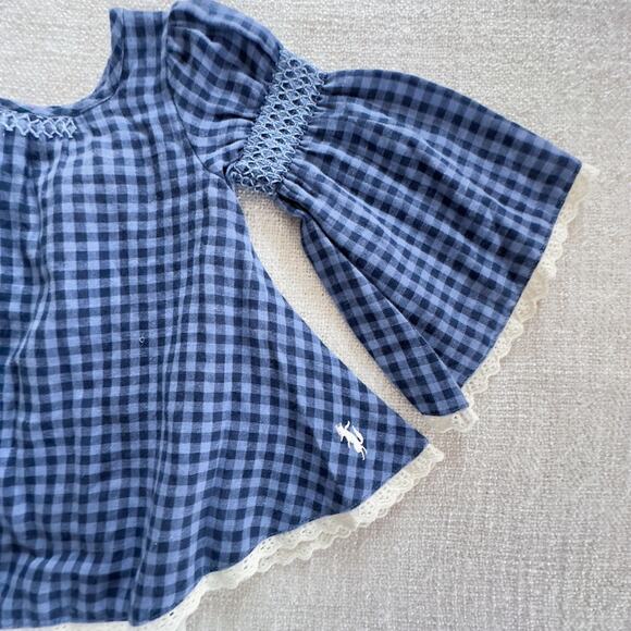 Well Dressed Wolf Blue Gingham Bell-sleeve Boho Top VGUC 18mo - Picture 2 of 5